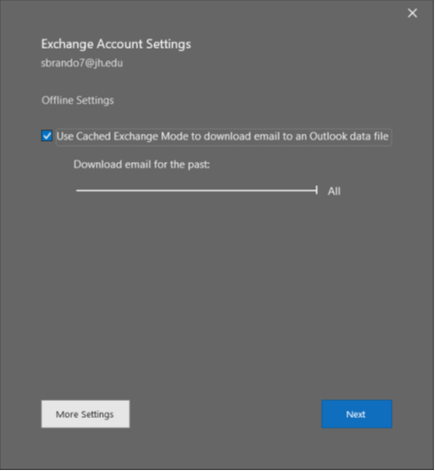 Cached Exchange Mode Settings For Outlook on PC Having More Than One 